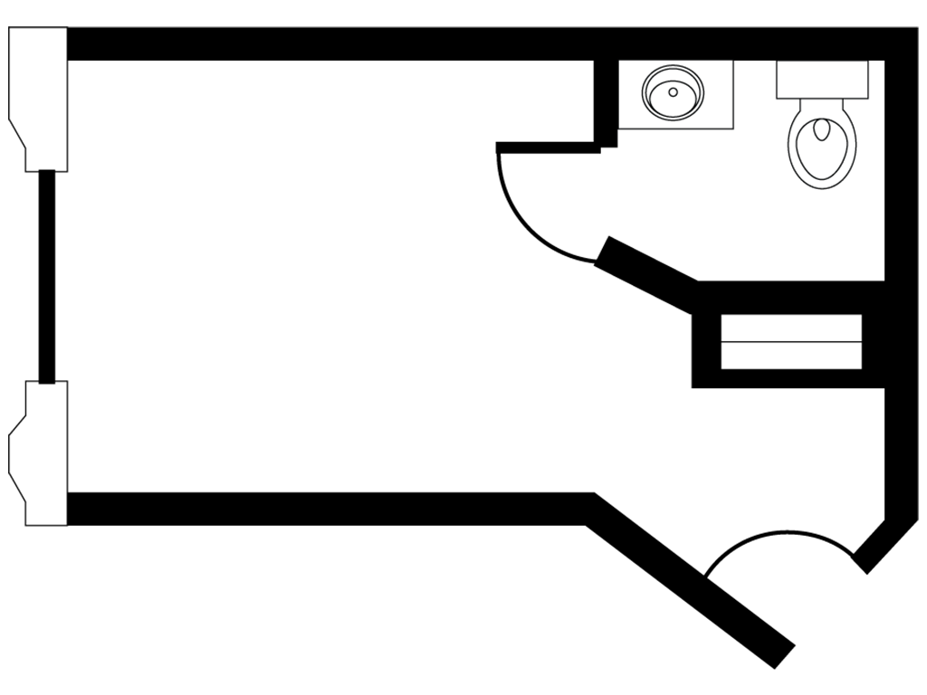 Cypress Studio Floor Plan, 395 sq ft